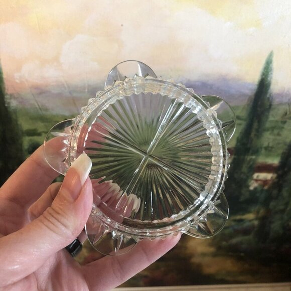 Vintage Queen Mary Green by Anchor Hocking Coaster Ashtray Clear Glass Small - Picture 6 of 10